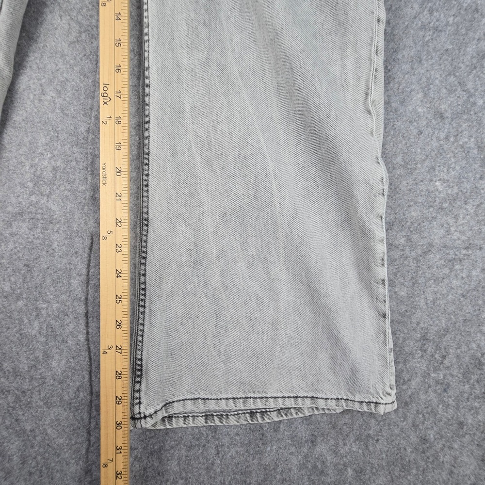 H&M &Denim Wide Leg Jeans Womens 8 Grey Ultra High Waist Acid Wash Regular Fit - Picture 5 of 10